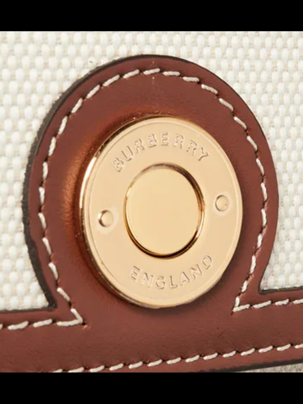 Burberry Cream Canvas & Brown Leather Logo Shoulder Bag - Picture 5 of 7